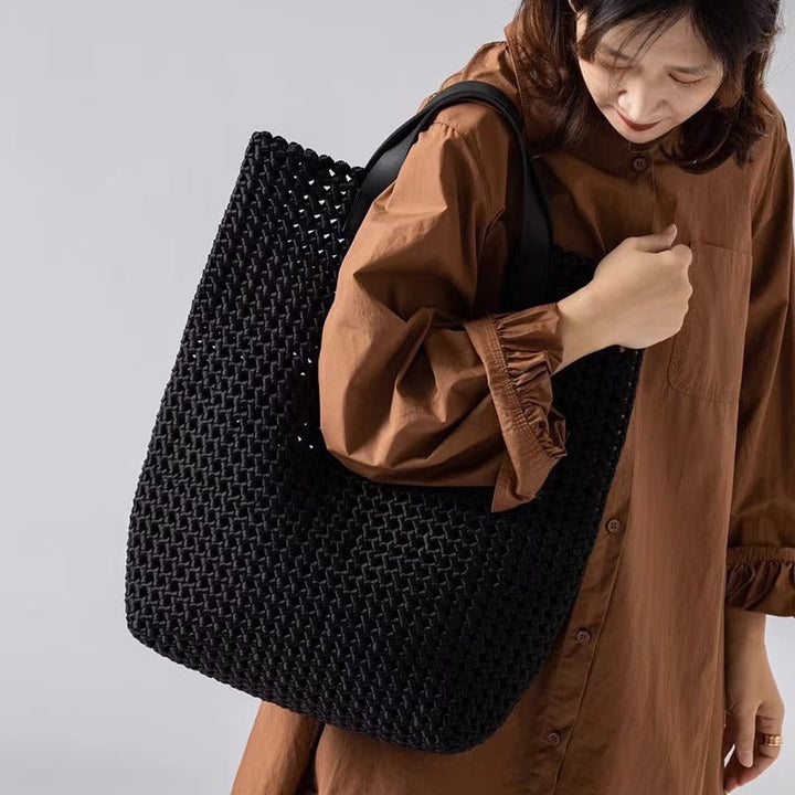 Handgeflochtene Oversized-Ledertasche