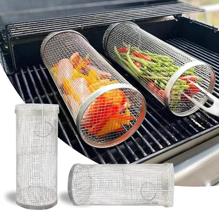 GrillTwist| Rotierender Grillkorb für müheloses und gleichmäßiges Garen