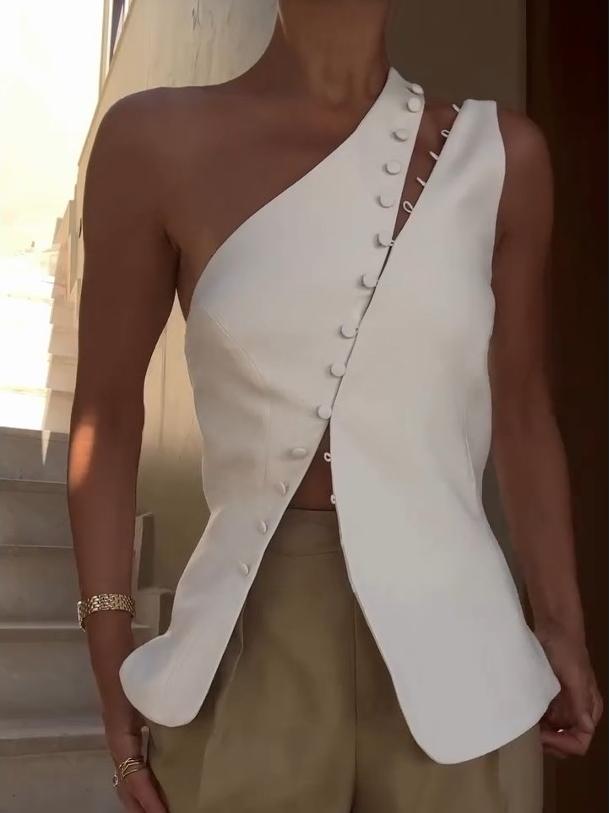 Ascent One-Shoulder-Top mit Knopfleiste