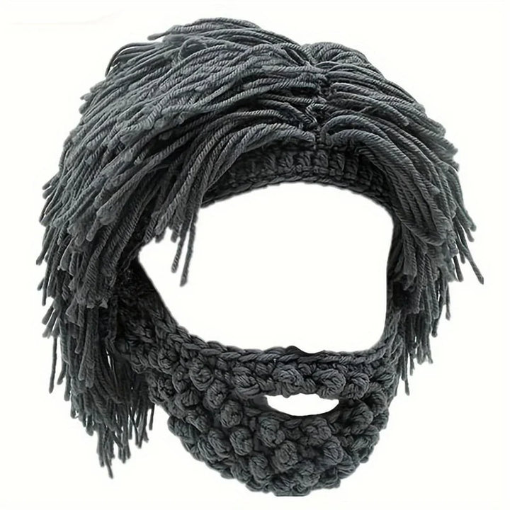 Beanie im Punk-Stil mit Perücke und Kunstbart