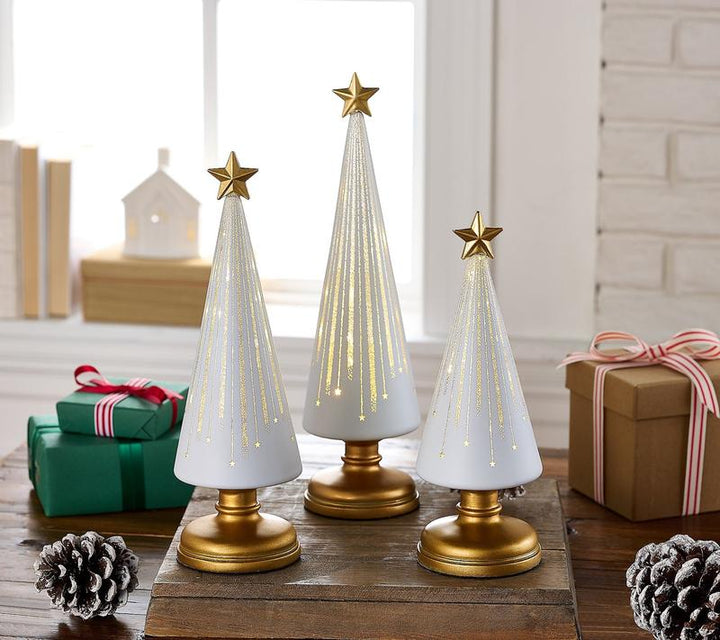 Leuchtende Glas-Weihnachtsbäume 3er-Set