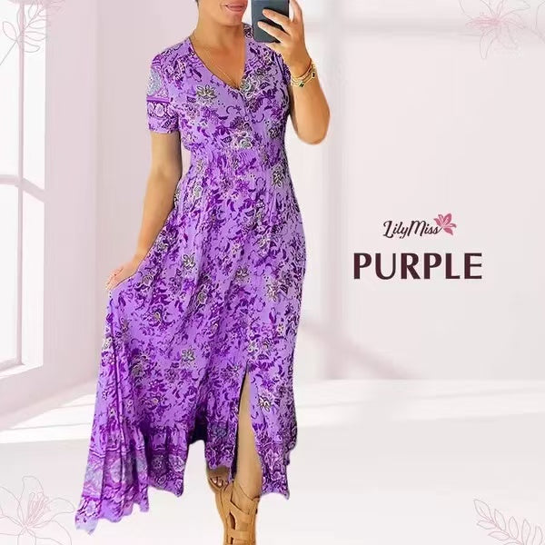 Maxikleid V-Ausschnitt mit Print