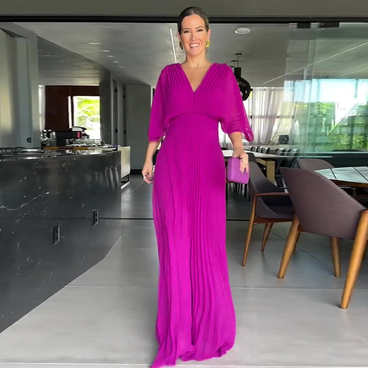 Sacha Plissiertes Maxikleid Fledermausärmeln