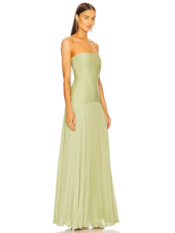 Myrthe| Fließendes grünes langes Kleid