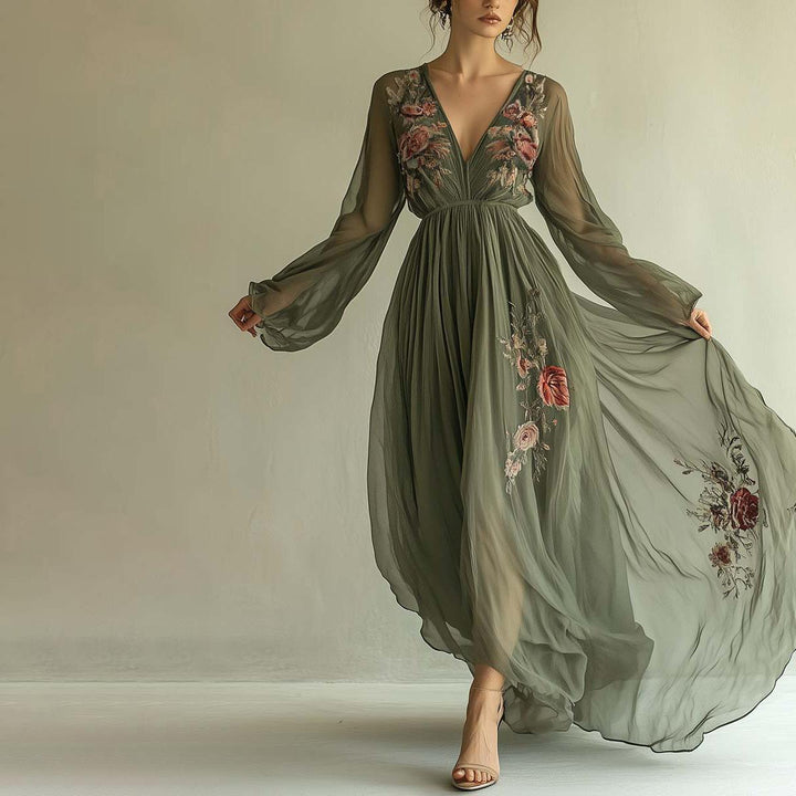 Shanti| Elegantes Maxikleid mit Blumenprint