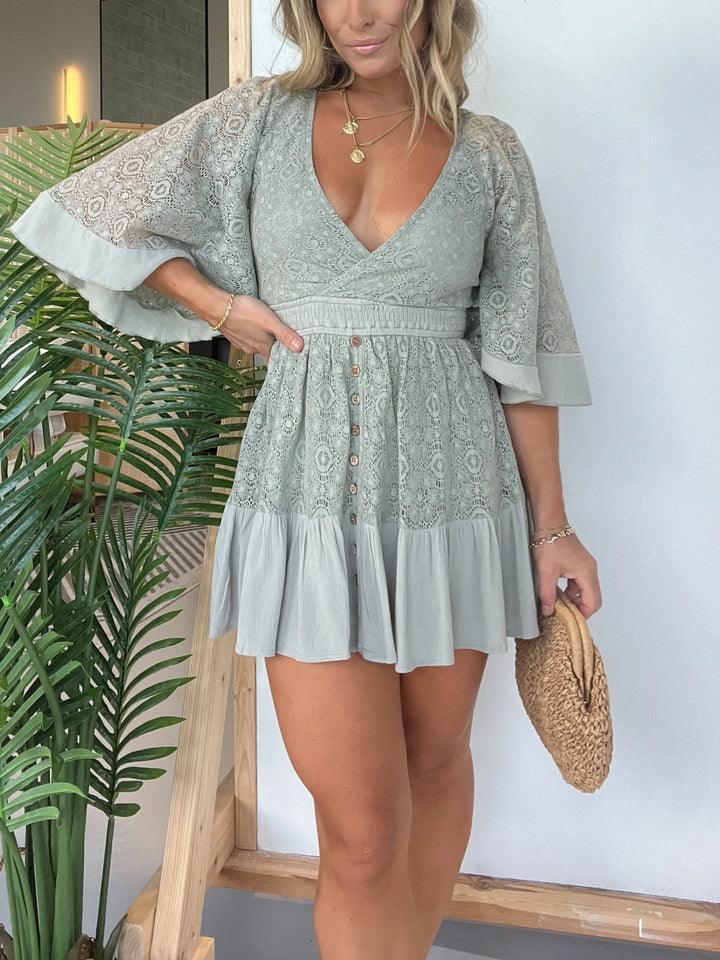 Pink Laura Spitzen-Häkel-Romper