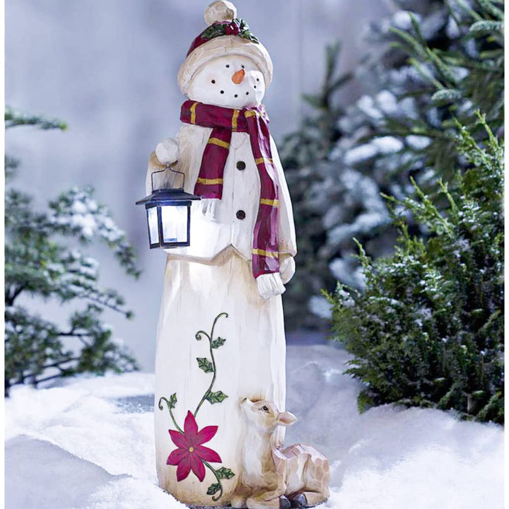 Gartendeko Schneemann mit LED-Laterne
