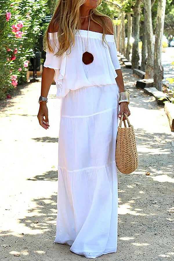 Seaside – Lässiges Off-Shoulder Maxikleid für den Strand