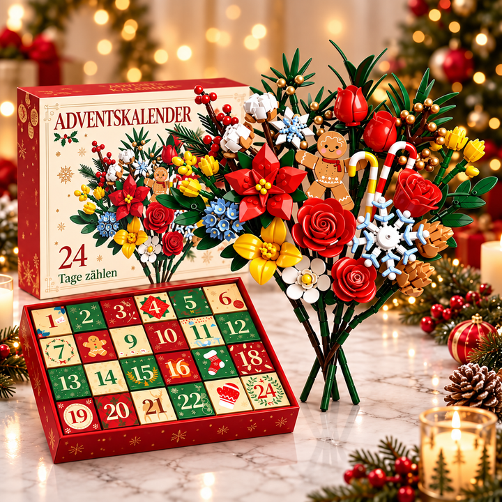 Blumenstrauß-Adventskalender mit nummerierten Boxen
