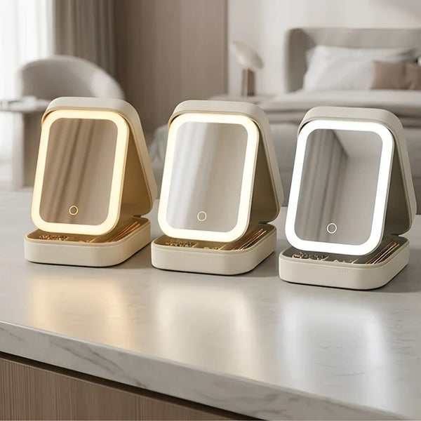 Beleuchteter Make-up-Organizer mit LED-Spiegel