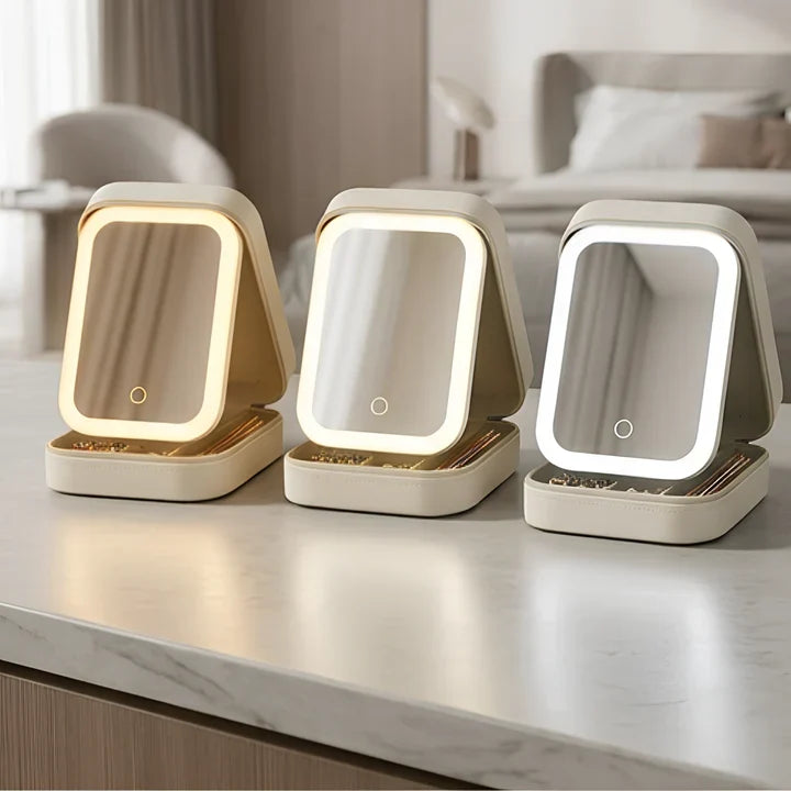 Beleuchteter Make-up-Organizer mit LED-Spiegel