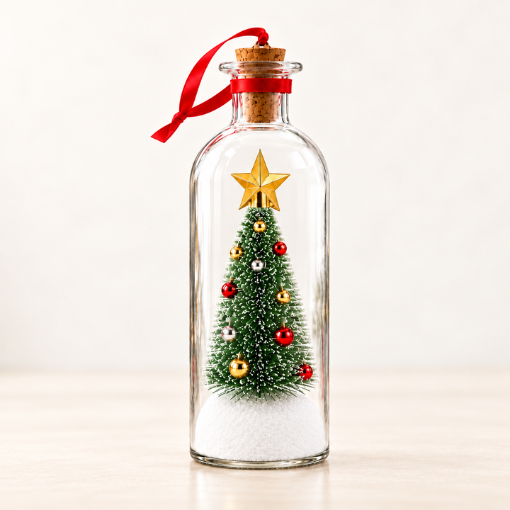 Weihnachtsdeko aus Glas und Kork mit Sprachaufnahme
