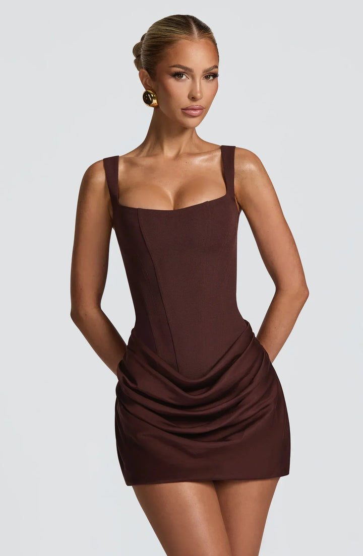 Zarah Minikleid Korsett-Stil Satin-Drapierung