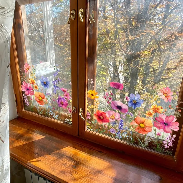 Bunte Blumenaufkleber für deine Fenster