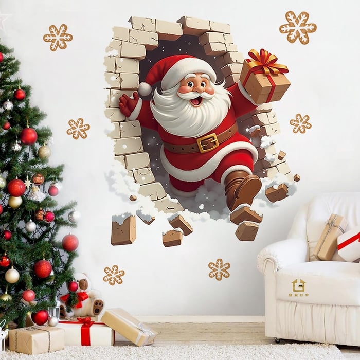 Weihnachts-Wandsticker mit Weihnachtsmann-Motiv
