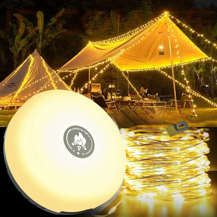 Lumenova – Dein smarter Begleiter im Freien| 4-in-1 Campinglicht mit RGB-Lichterkette & Powerbank