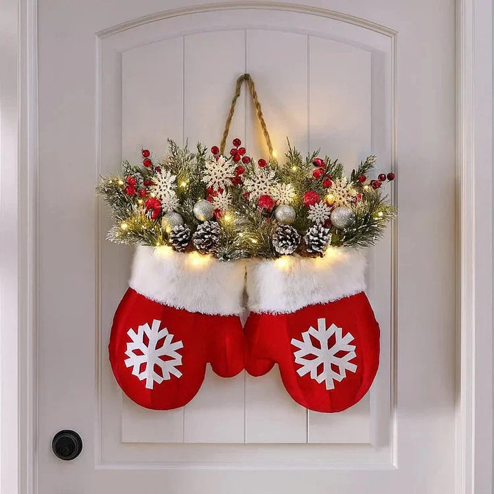 LED-Weihnachtskranz in Fäustling-Form