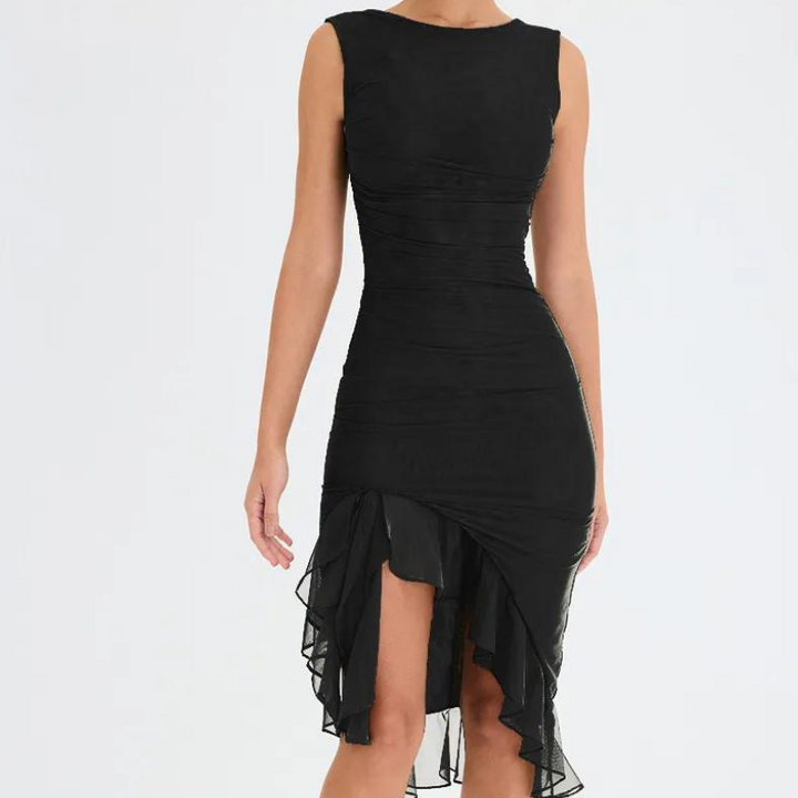 Charlotte| Rüschensatz Midi-Kleid