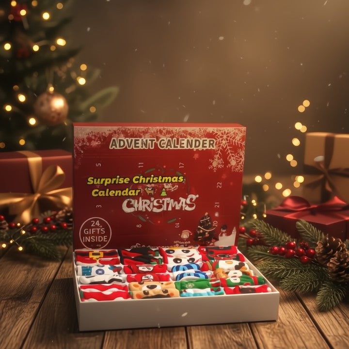 Adventskalender-Box mit Weihnachtssocken