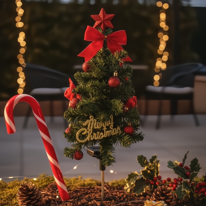 Solar-Mini-Weihnachtsbaum-Lichter 2er-Set