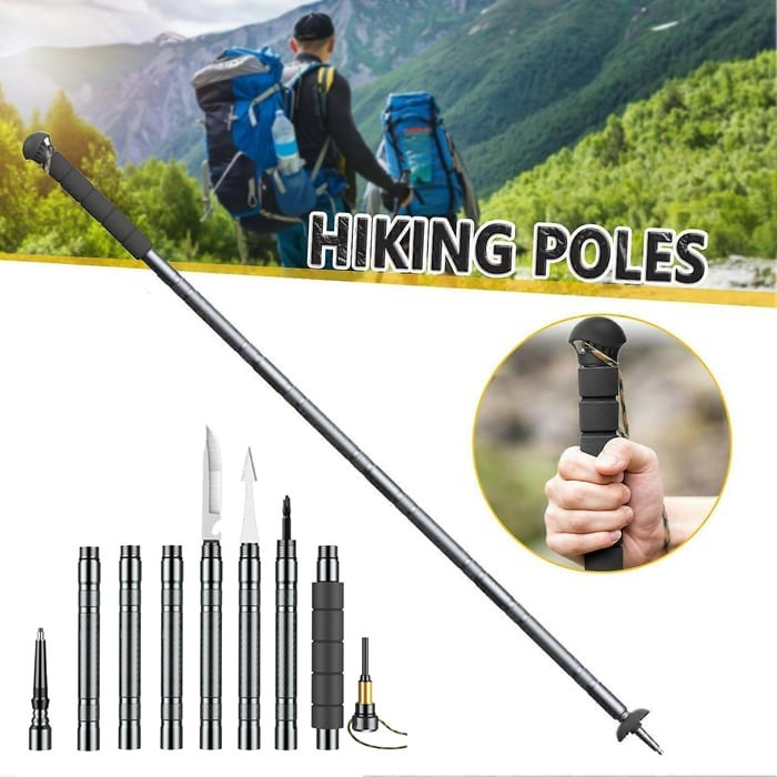 Wanderstock aus Aluminium mit Survival-Kit