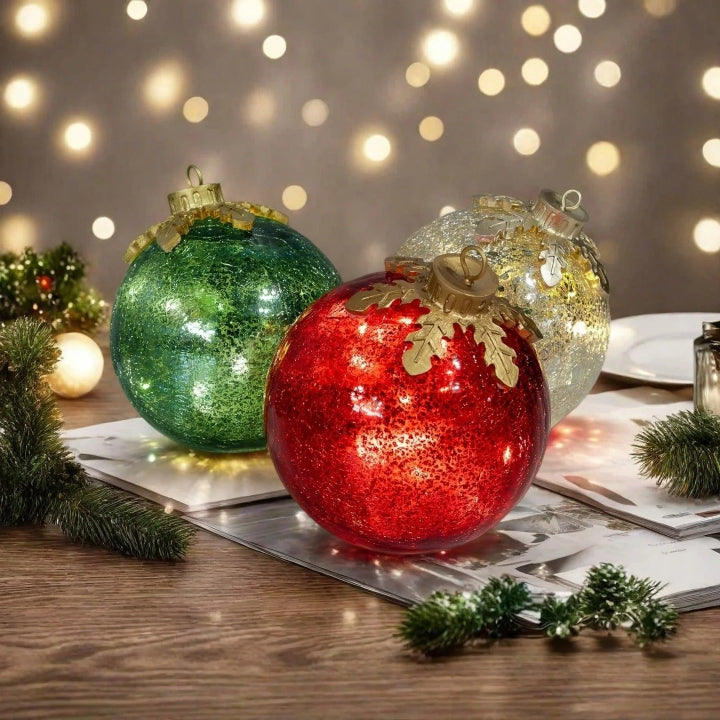 LED-Glaskugeln Weihnachtsdeko 3er-Set