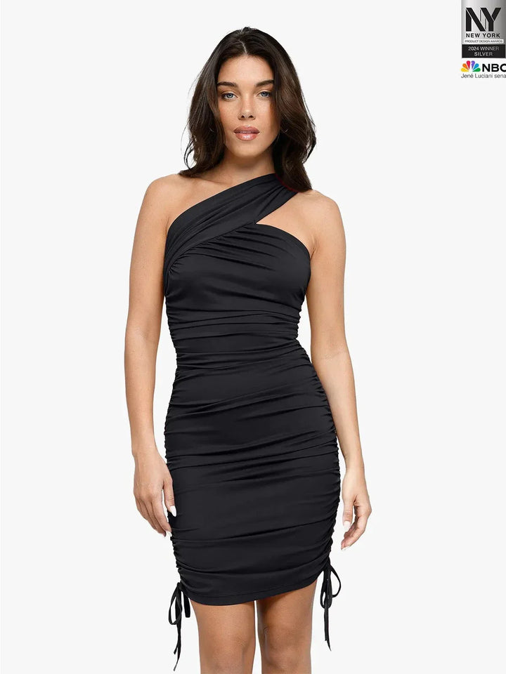 Damen One-Shoulder-Midikleid kühlender Stoff