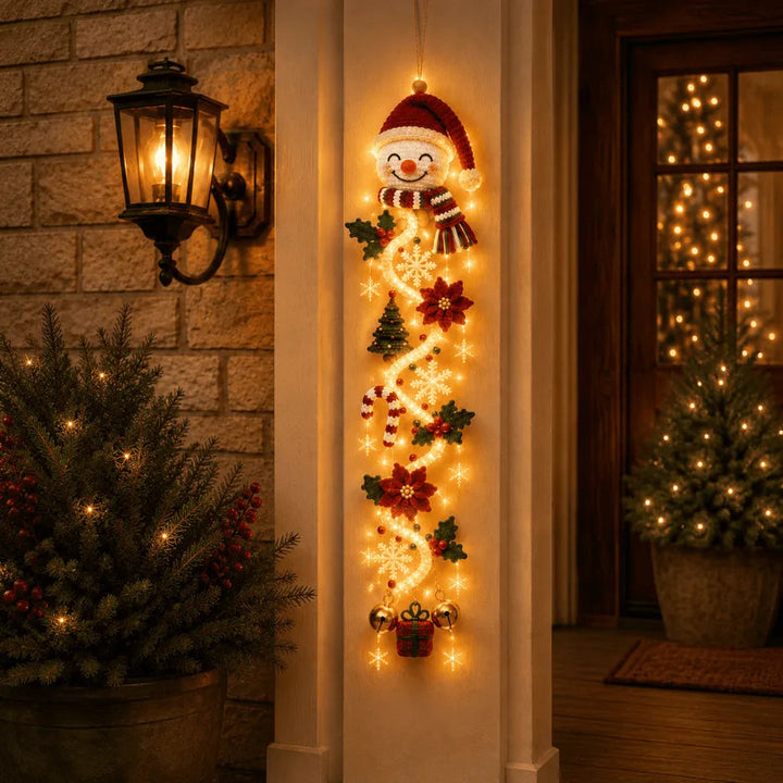 Hängende Weihnachts-Türdekoration mit LED-Lichtband